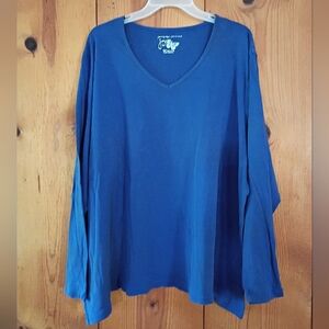 Just My Size Long Sleeve VNeck Knit Cotton Top